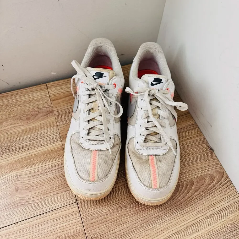 Nike Air Force 1 Low Sneakers White Gray Mens Size 11.5